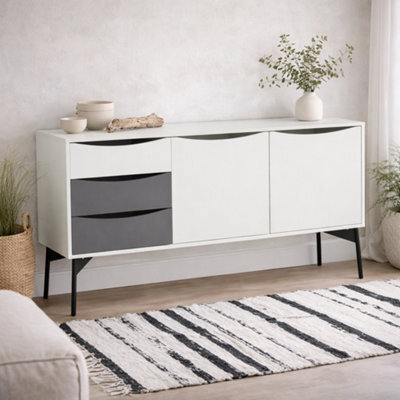 Wyld Haus Nordborg Grey And White Wooden Sideboard 2 Doors 3 Drawers - image 1