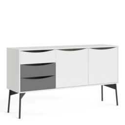 Wyld Haus Nordborg Grey And White Wooden Sideboard 2 Doors 3 Drawers - thumbnail 2