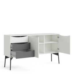 Wyld Haus Nordborg Grey And White Wooden Sideboard 2 Doors 3 Drawers - thumbnail 3