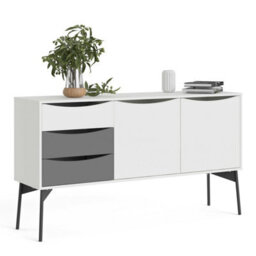Wyld Haus Nordborg Grey And White Wooden Sideboard 2 Doors 3 Drawers - thumbnail 4