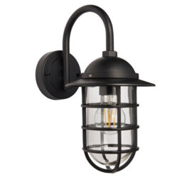 Anson Lighting Rikko Outdoor Wall Light Finished In Textured Black And Clear Glass - thumbnail 6