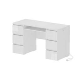 White Dressing Table High Gloss Vanity Makeup Pc Desk 6 Drawers Storage W Socket - thumbnail 5