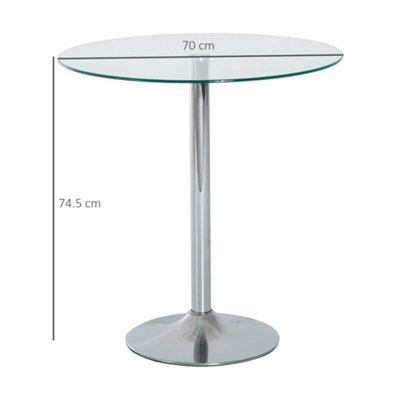 Wyld Haus Diliha 70Cm Round Tempered Glass Dining Table With Polished Steel Base For Compact Spaces - image 1