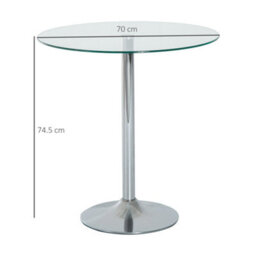 Wyld Haus Diliha 70Cm Round Tempered Glass Dining Table With Polished Steel Base For Compact Spaces - thumbnail 1