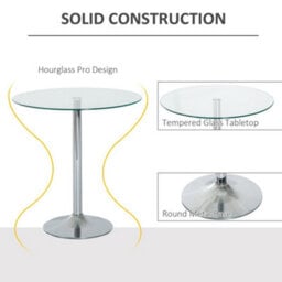 Wyld Haus Diliha 70Cm Round Tempered Glass Dining Table With Polished Steel Base For Compact Spaces - thumbnail 5
