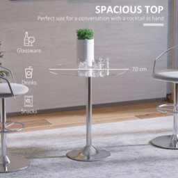 Wyld Haus Diliha 70Cm Round Tempered Glass Dining Table With Polished Steel Base For Compact Spaces - thumbnail 7