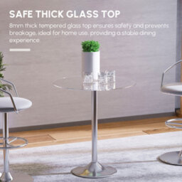Wyld Haus Diliha 70Cm Round Tempered Glass Dining Table With Polished Steel Base For Compact Spaces - thumbnail 6