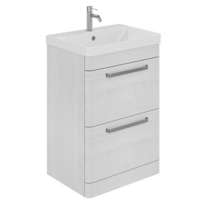 Plum&clay Emery Textured White Floor Standing Bathroom Vanity Unit & Basin Set With Nickel Handles (W)50Cm (H)86Cm - image 1