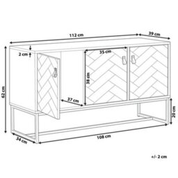 Beliani Compact Sideboard 62 X 112Cm Dark Brown With White Metal Legs, 3-Door Tv Stand - thumbnail 4