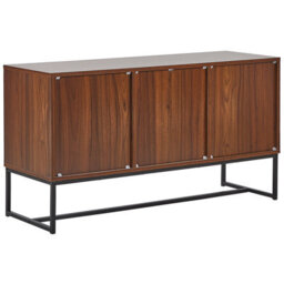 Beliani Compact Sideboard 62 X 112Cm Dark Brown With White Metal Legs, 3-Door Tv Stand - thumbnail 6