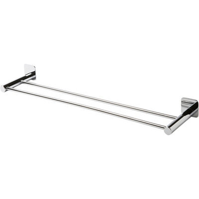 GoodHome Koros Silver Effect Steel Wall-Mounted Double Towel Rail (W)62.3Cm - image 1