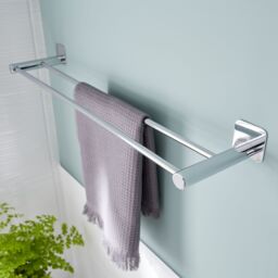 GoodHome Koros Silver Effect Steel Wall-Mounted Double Towel Rail (W)62.3Cm - thumbnail 2