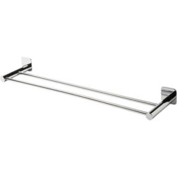 GoodHome Koros Silver Effect Steel Wall-Mounted Double Towel Rail (W)62.3Cm