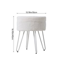 Faux Rabbit Fur Storage Footstool Ottoman Stool Dressing Seat With Metal Legs - thumbnail 2