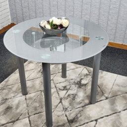 Kosy Koala Glass Grey Dining Table Round Dining Table Dining Room Kitchen Furniture - thumbnail 4