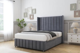 "Sloomy Melbourne Steel Plush Divan Bed Base 2 Drawers Foot-End - 54"" Wingback Headboard & 12"" Footboard 4' Small Double" - thumbnail 3