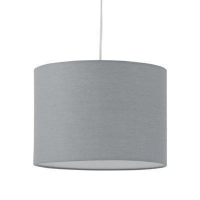 First Choice Lighting Grey Textured Cotton 25Cm Pendant Lightshade - image 1
