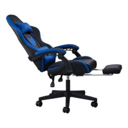 Living And Home Blue And Black Ergonomic High Back Gaming Chair With Massage Lumbar Support & Footrest - thumbnail 3