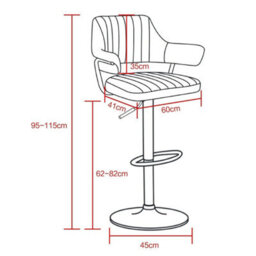Grey Plush Bar Stool Gas Lift Arms Back - thumbnail 2