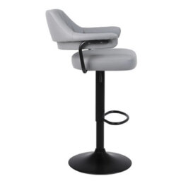 Grey Plush Bar Stool Gas Lift Arms Back - thumbnail 3
