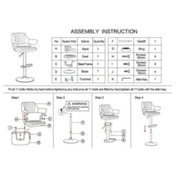 Grey Plush Bar Stool Gas Lift Arms Back - thumbnail 4