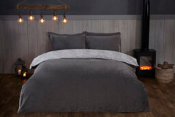 Smart Living Luxury Textured Two Tone Faux Fur Duvet Cover And Pillowcase - thumbnail 1