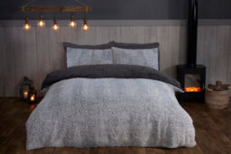 Smart Living Luxury Textured Two Tone Faux Fur Duvet Cover And Pillowcase - thumbnail 2