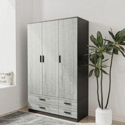 Urbn-Living Urbnliving 180Cm Height Ash Grey 3 Door 4 Drawer Wardrobe Storage Shelf Modern Bedroom Black Furniture - thumbnail 1
