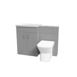 Nes Home 1100mm Freestanding Grey Basin Vanity Unit & Back To Wall Toilet - thumbnail 6