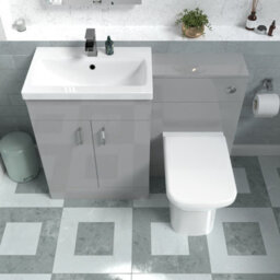 Nes Home 1100mm Freestanding Grey Basin Vanity Unit & Back To Wall Toilet - thumbnail 3