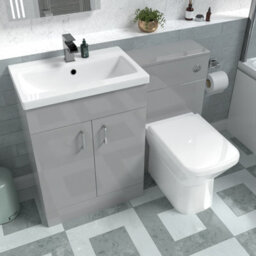 Nes Home 1100mm Freestanding Grey Basin Vanity Unit & Back To Wall Toilet - thumbnail 5