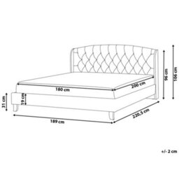 Beliani Bed Fabric Bordeaux 180 X 200 Cm (Eu Super King) Light Grey - thumbnail 3