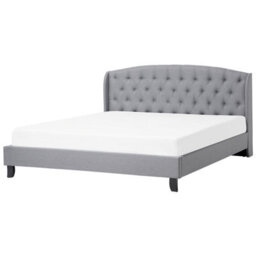Beliani Bed Fabric Bordeaux 180 X 200 Cm (Eu Super King) Light Grey - thumbnail 1