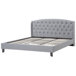 Beliani Bed Fabric Bordeaux 180 X 200 Cm (Eu Super King) Light Grey - thumbnail 8
