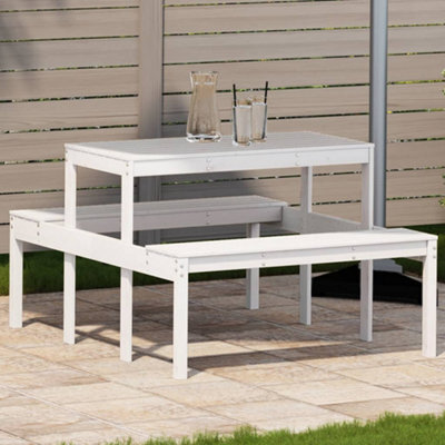 Walplus Picnic Table White 110X134X75 Cm Solid Wood Pine - image 1