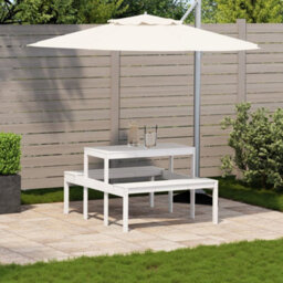 Walplus Picnic Table White 110X134X75 Cm Solid Wood Pine - thumbnail 3