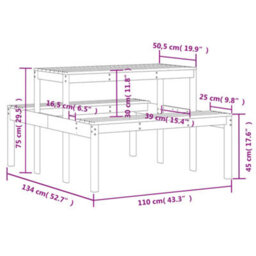 Walplus Picnic Table White 110X134X75 Cm Solid Wood Pine - thumbnail 9
