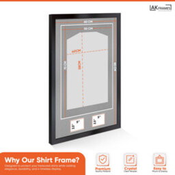 "AK Frames 90X60Cm Matte Black Football Shirt Frame With Silver Mount - 58X40Cm Shirt Window Plus Two 5X3.5"" Photo Apertures" - thumbnail 3