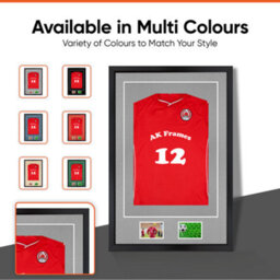 "AK Frames 90X60Cm Matte Black Football Shirt Frame With Silver Mount - 58X40Cm Shirt Window Plus Two 5X3.5"" Photo Apertures" - thumbnail 6