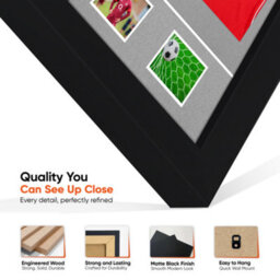 "AK Frames 90X60Cm Matte Black Football Shirt Frame With Silver Mount - 58X40Cm Shirt Window Plus Two 5X3.5"" Photo Apertures" - thumbnail 7