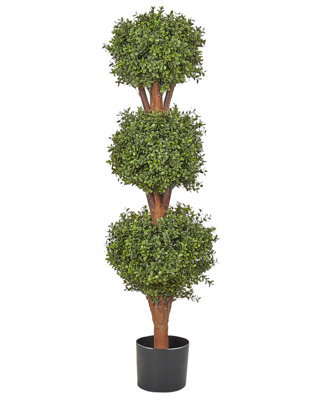 Wyld And Coco Artificial Potted Buxus Ball Tree With Solid Cratoxylum Wood Trunk - 120 Cm Indoor Outdoor Decor - image 1