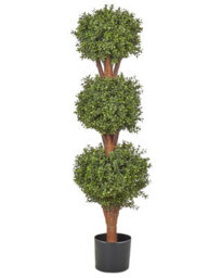 Wyld And Coco Artificial Potted Buxus Ball Tree With Solid Cratoxylum Wood Trunk - 120 Cm Indoor Outdoor Decor - thumbnail 1