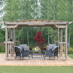 Yardistry Direct UK Madison Pergola 10Ft X 14Ft (3M X 4.2M) With 2 Bar Stools - thumbnail 2