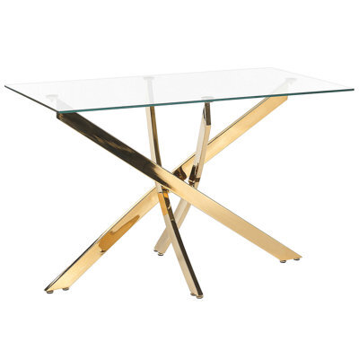 Beliani Dining Table Maramo Gold 120 Cm 70 Cm Tempered Glass - image 1