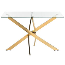 Beliani Dining Table Maramo Gold 120 Cm 70 Cm Tempered Glass - thumbnail 4