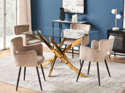 Beliani Dining Table Maramo Gold 120 Cm 70 Cm Tempered Glass - thumbnail 2