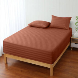 Ameha Stripe Fitted Sheet 40 Cm Deep Pocket- Hypoallergenic Easy Care Rust Bed Sheets Uk Single Bedsheet(90X190Cm) - thumbnail 9