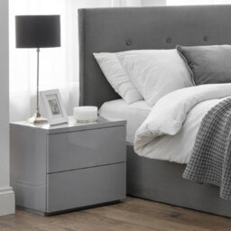 Julian Bowen Monaco 2 Drawer Bedside Storage Table Grey Gloss, Soft Close, Height: 48 X Width: 50 X Depth: 40Cm - thumbnail 1