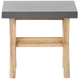 Beliani Acacia Wood Co Outdoor Garden Stool - Grey Fibre Cement Seat, Compact Outdoor Seating - thumbnail 1