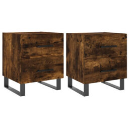 Vidaxl Bedside Cabinets 2 Pcs Smoked Oak 40X35X47.5 Cm Engineered Wood - thumbnail 2